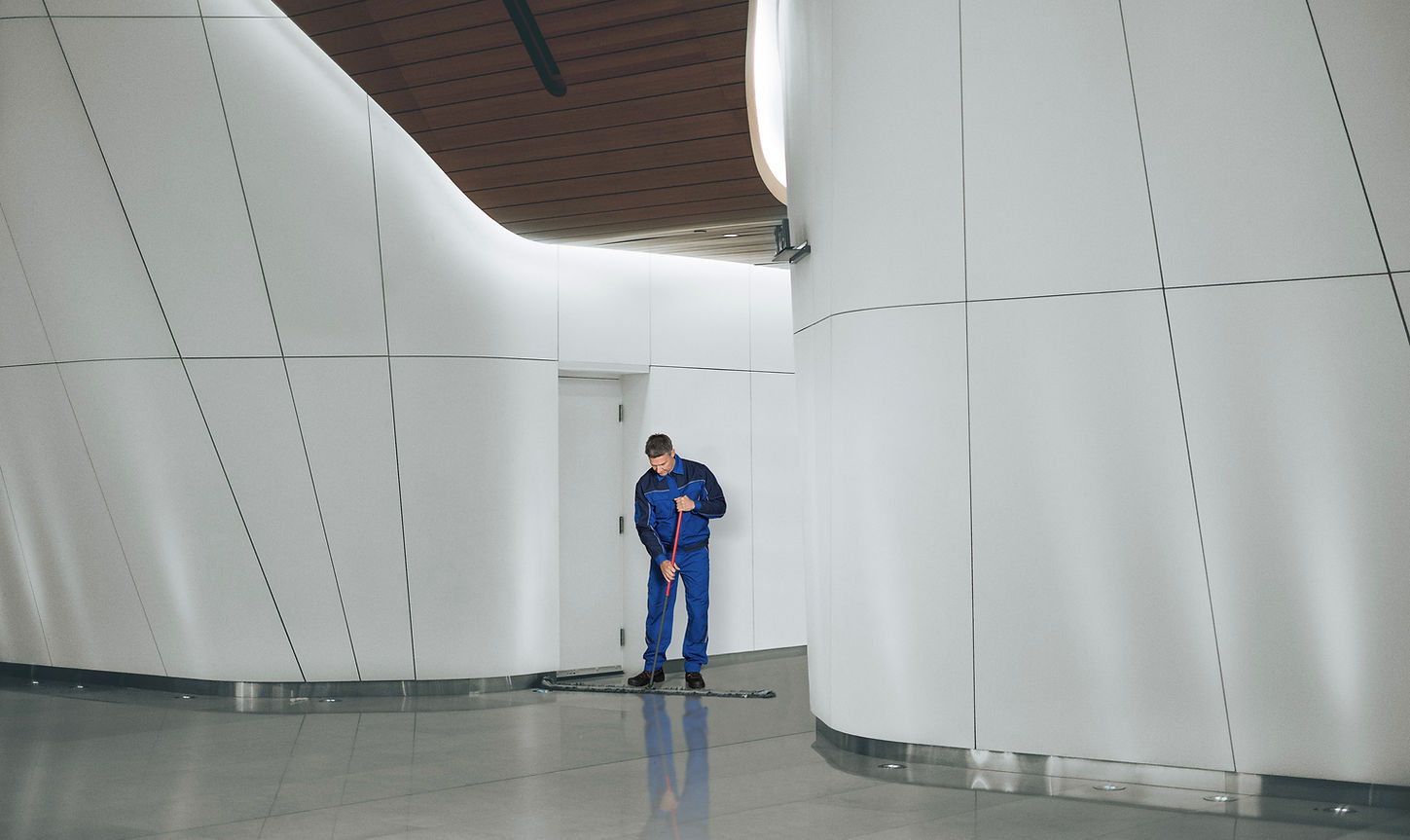 Commercial cleaner in a modern facility